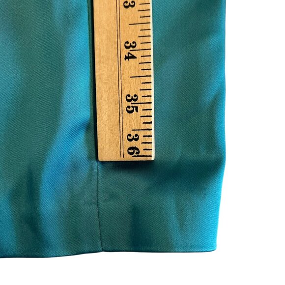 Calvin Klein Teal Satin Square Neck Midi Cocktail Chic Minimalist Party Dress 6 - Picture 8 of 10